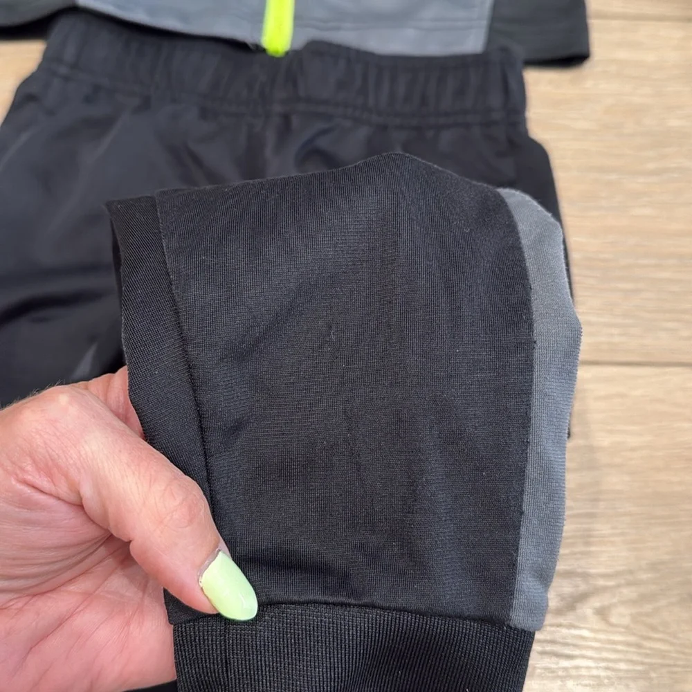 NIKE KIDS Gray Black Color Block Dri-Fit Full Zip Jacket Jogger 2-Piece Set 4T‎